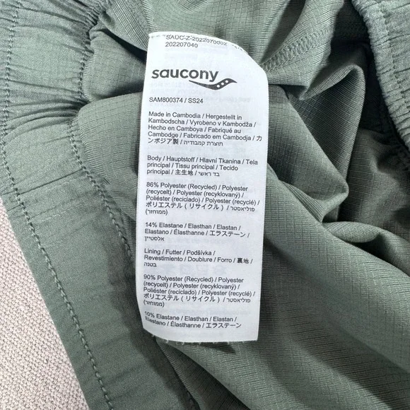 Saucony Running Shorts Mens XXL Sage Green Excellent 7 Inch Inseam Lined Pocket - Picture 7 of 13